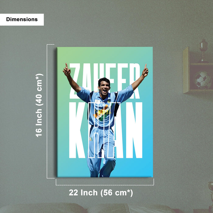 Zaheer Khan Cricket Wall Art, Legendary Indian Fast Bowler Canvas Wall Art Painting, Sports Wall Decor for Living Room, Bedroom, Office & Cricket Fans, 16 x 22 Inch