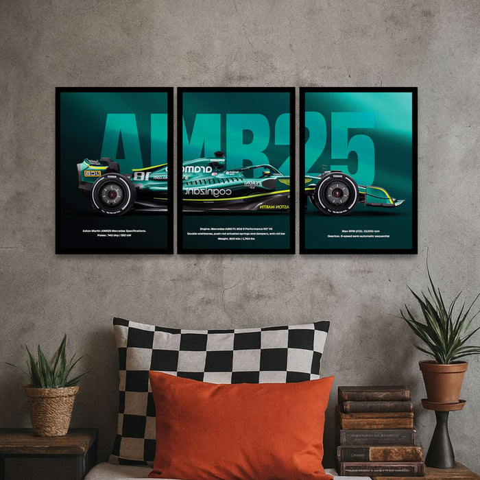 PAINTINGMANTRA Framed Racing Car Painting for Men | Modern Race Car Wall Art Painting for Bedroom, Living Room, Office and Home Wall Decoration (Set of 3, 33x45 cm)