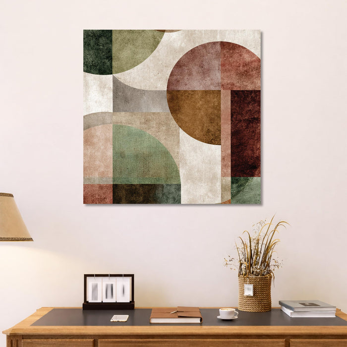 Boho Geometric Circles Stretched Canvas Wall Art Painting For Living Room, Modern Minimalist Abstract Painting for Living Room, Office & Studio (56xx56 cm)