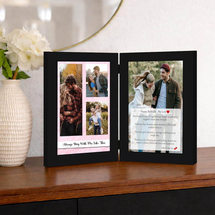 Art Street Customized Folding Table Stand Photo Frame for Valentine Love Gift, Couples Anniversary, Birthday| Personalized Book Style Frame for Two 5x7 In Pictures