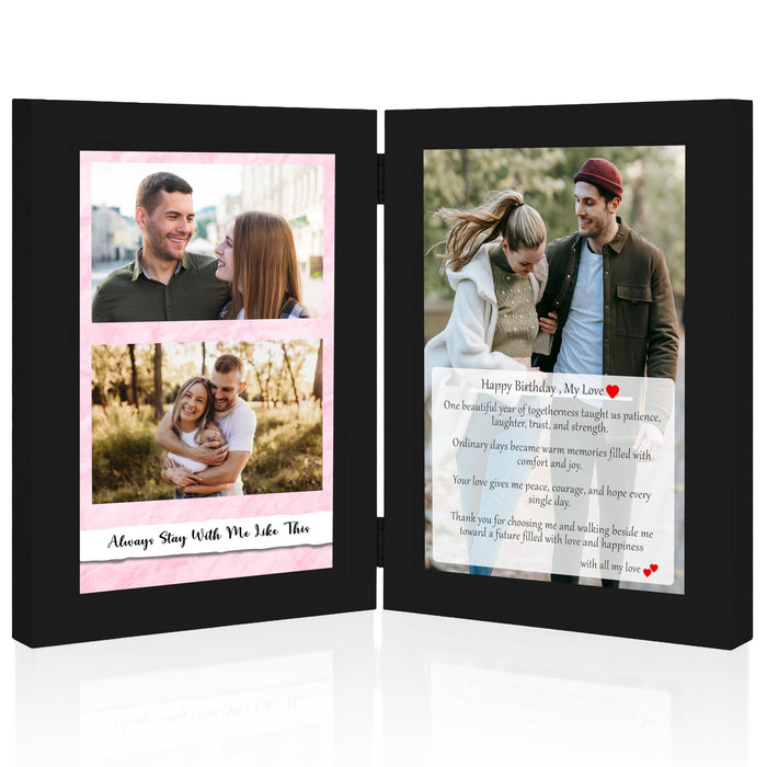 Art Street Customized Folding Table Stand Photo Frame for Valentine Love Gift, Couples Anniversary, Birthday| Personalized Book Style Frame for Two 5x7 In Picture