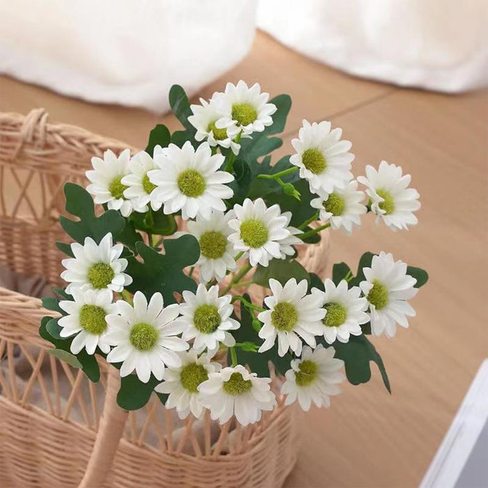 Art Street Artificial White Flowers Bunch |Daisy Flowers for Home | Living Room, Valentine Day Décor |Christmas Day, New Year Gift, 7 Head 21 Flowers| Pack of 2|Size 13 INCH, (Without Vase)