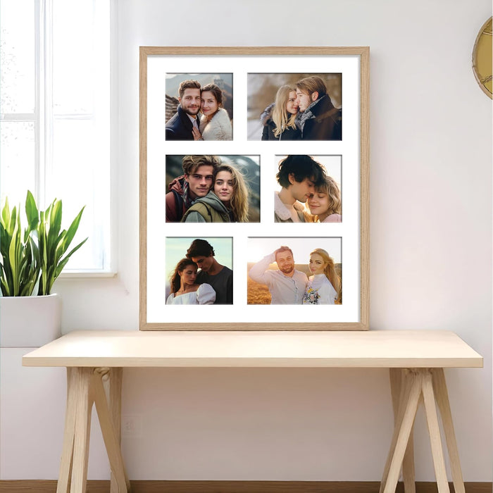 Photo Frame Collage 13x18, 13x13 cm Photos Display 6 Openings Wall Mounting Home Décor Photo-Frame (44x54 cm)