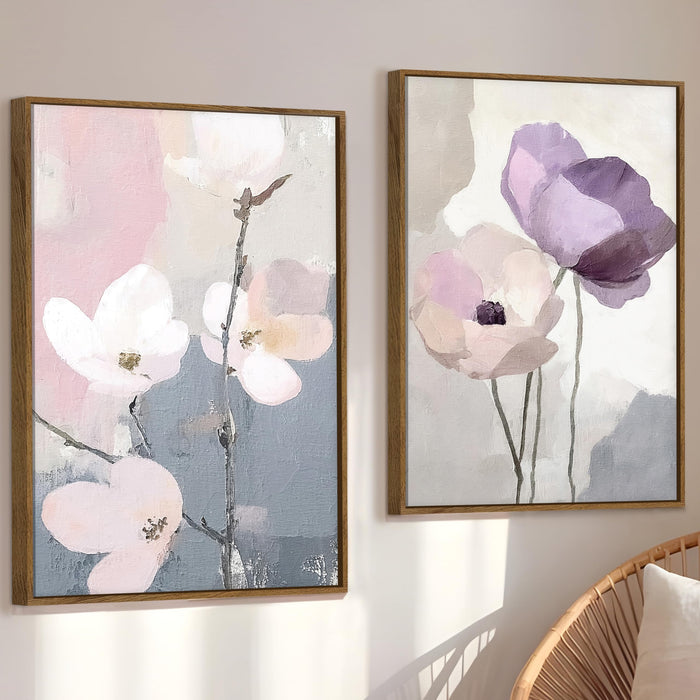 Magnolia Flower Canvas Wall Painting Bohemian Large Wall Art Painting for Living Room Decoration, Stylish Large Wall Art Print for Wall Decor (Set of 2, 58x89 cm)