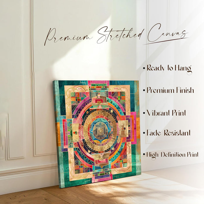 Abstract Canvas Painting Wall Art – Multicolor Yantra Design Abstract Canvas Wall Décor.