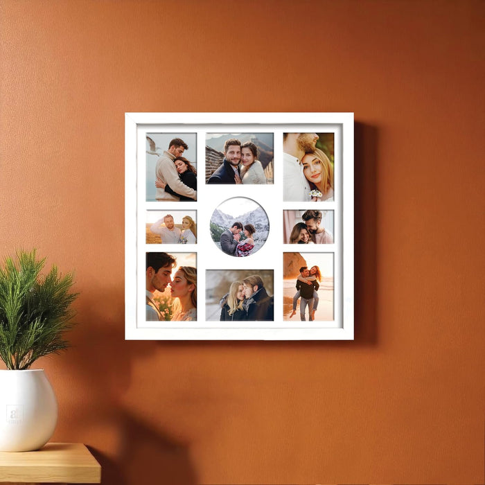 Photo Frame Collage 8x10, 5x8 and 9x9 cm Photos Display 9 Oppenings Wall Mounting Home Décor Black Photo-Frame  (34x34 cm)