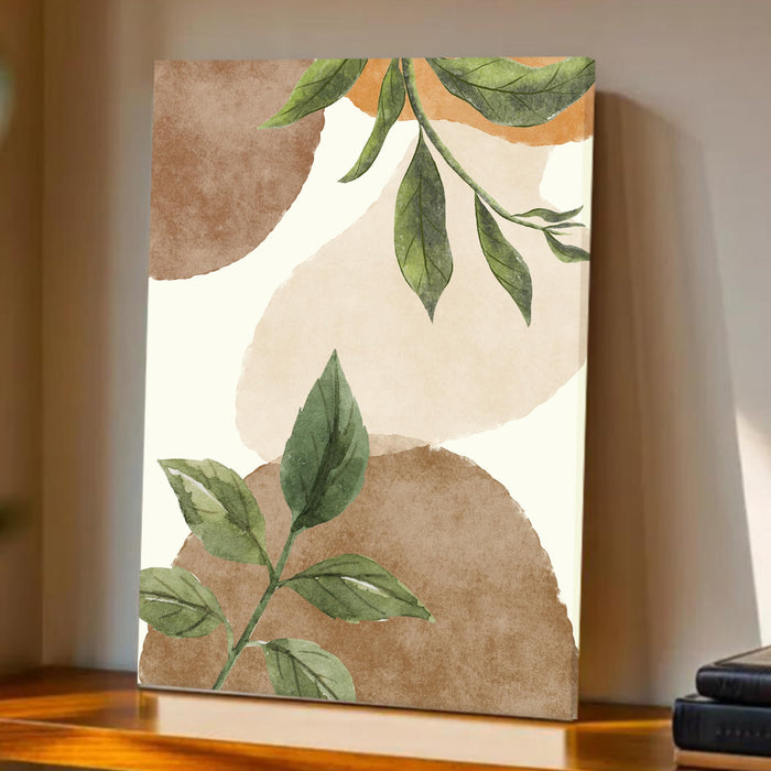 Abstract Botanical Green leaves Stretched Canvas Wall Art Modern Boho Illustration Painting for Home & Office Wall Decor, (16x22 Inch)
