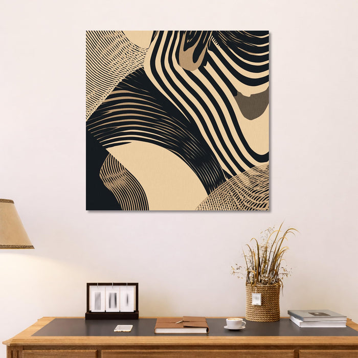 Livin'luxe Modern Optical Illusion Wall Art Painting For Living Room, Wavy Abstract Line Design Stretched Canvas Wall Art Poster for Living Room, Office & Home Decor (56xx56 cm)