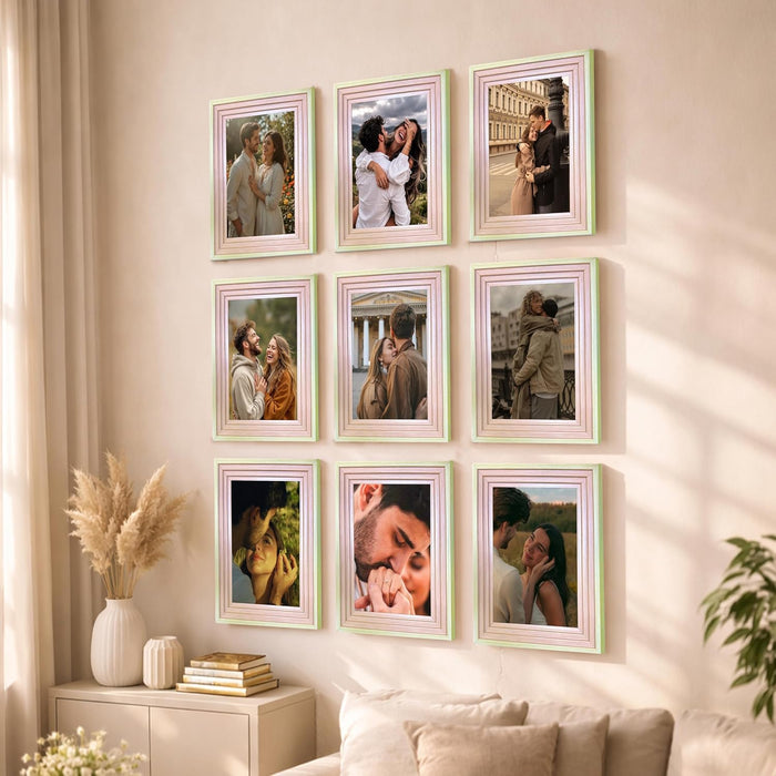 Wooden Cave Design Photo Frame Set of 9 | Black Picture Frames for Photos, Artwork & Certificates | Wall Décor for Living Room & Home (11x14 Inch)