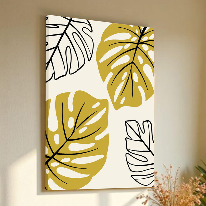 PA Abstract Botanical Leaf Stretched Canvas Wall Art Modern Boho Illustration Painting for Home & Office Wall Decor, (16x22 Inch)