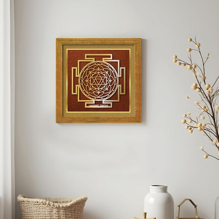 Laxmi Yantra for Vastu | Symbols of Hinduism Laxmi Yantra for Wealth, Good Luck, Charm and Protection for Home, Office | Ideal Spiritual Gift for Women and Housewarming (9x9 Inch)