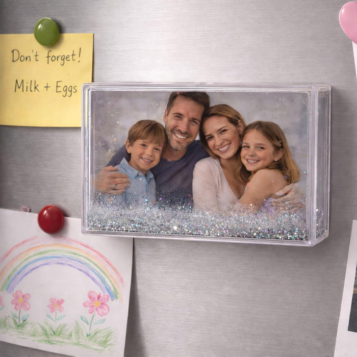 Art Street Silver Glitter Magnetic Photo Frame, Liquid Filled Photo Holder, Dynamic Shaking Glitter Photos Magnet, Unique Valentine’s Day Gift, Acrylic Fridge Magnet Frame, 2.3x3.7 Inch