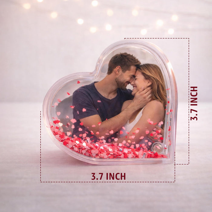 Art Street Pink Heart Glitter Liquid Photo Frame, Desktop Table Frame with Floating Glitter, Acrylic Water Frame for Valentine's Day Gift, Anniversary, Unique Photo Gift, 3.7x3.7 Inch