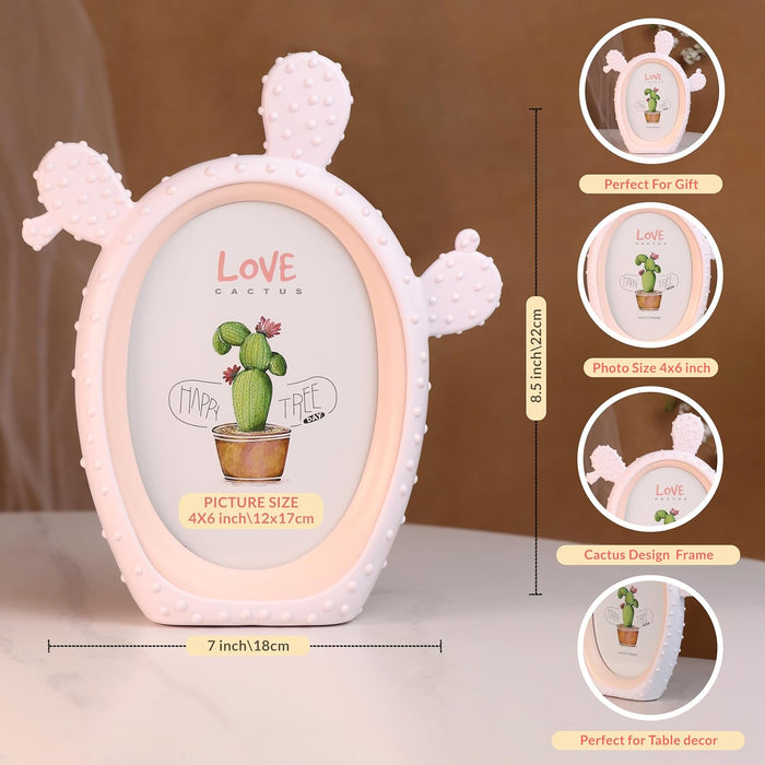Kid's Photo Frame Creative Cute Cactus and High Definition Glass for Table Stand Table Top Picture Frames Suits For Kid's Room, Table 12x17 cm