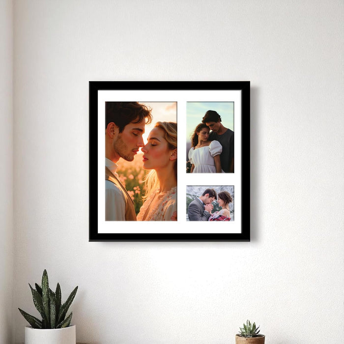 Photo Frame Collage 15x20, 10x15, 8x10 cm Photos Display 3 Oppenings Wall Mounting Home Décor Photo-Frame (34x34 cm)