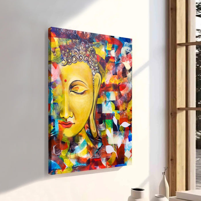 Budha Theme Stretched Canvas Painting Art Print | Digital Print On Stretched-Canvas (30x41 CM)