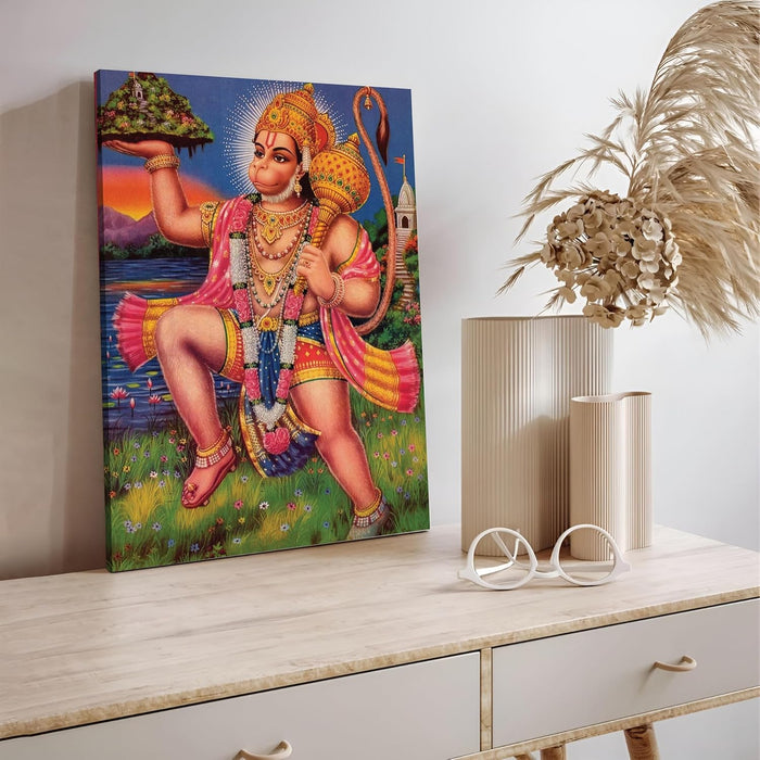 Spiritual Stretched Canvas Pooja room Temple Wall Art Print Painting on Stretched-Canvas (30x41 CM)