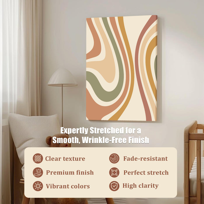 Abstract Rainbow Stretched Canvas Wall Art Modern Boho Illustration Painting for Home & Office Wall Decor, (16x22 Inch)