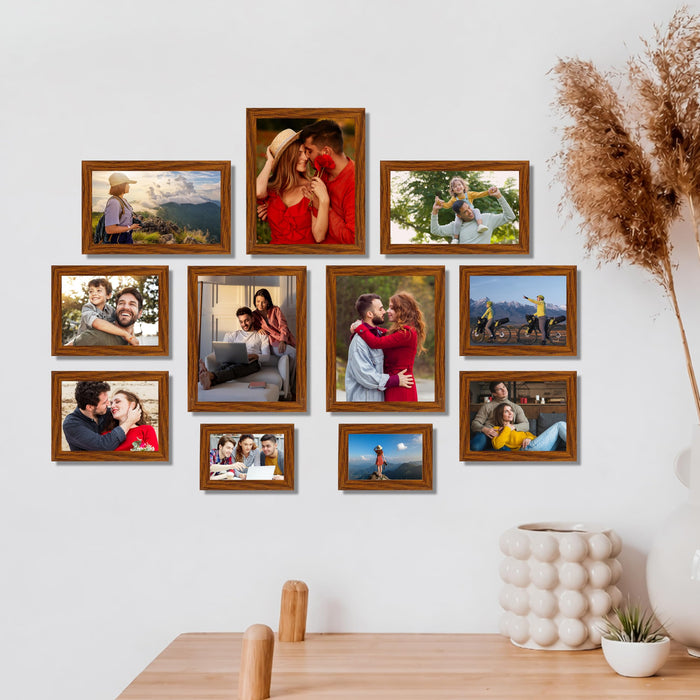 Art Street Family Photo Frame Set of 11 for Wall Decor, Wooden Finish Collage Picture Frames for Living Room, Bedroom, Multi-Size Wall Hanging (2 Sets 4x6, 4 Set 6x8, 3 Set 8x10, 2 Set 6x10 Inch)