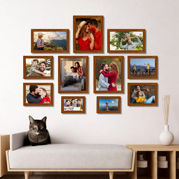 Art Street Family Photo Frame Set of 11 for Wall Decor, Wooden Finish Collage Picture Frames for Living Room, Bedroom, Multi-Size Wall Hanging (2 Sets 4x6, 4 Set 6x8, 3 Set 8x10, 2 Set 6x10 Inch)