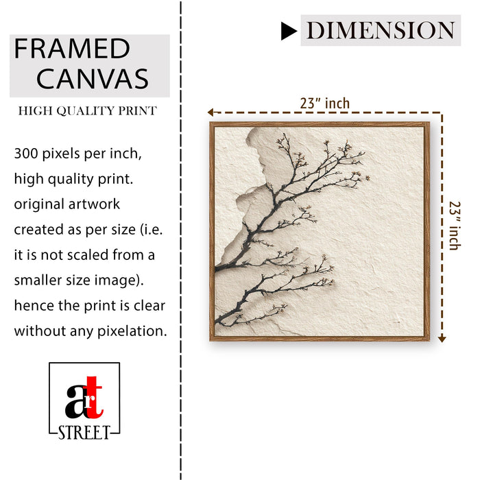 Abstract Branch Framed Painting For Living Room | Floral Branch Large Canvas Painting With Frame Wall Art For Bedroom, Hallway's, Office, Hotel, Size 58x58 cm