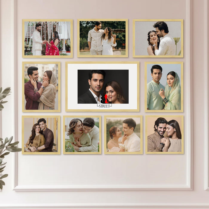 Art Street Photo Frame Set of 10 Beige Wall Decor Collage Display Hanging Family Picture Frames Gallery Collection Decor Items Wall Mount Frames Birthday Anniversary Gift, 8x8, 8x12 and 12x16 In