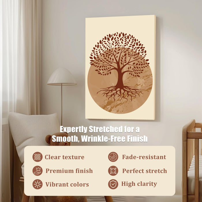 Abstract Desert Tree Stretched Canvas Wall Art Modern Boho Illustration Painting for Home & Office Wall Decor, (16x22 Inch)