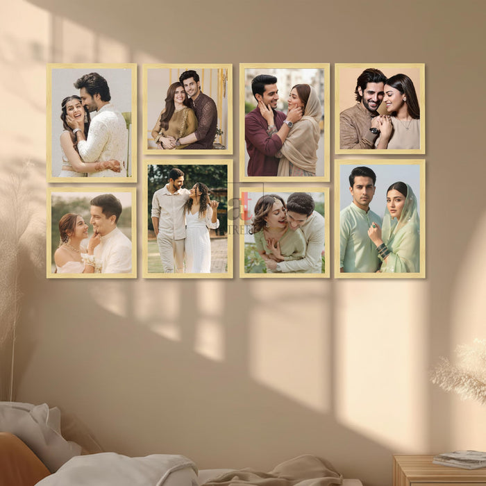 Art Street Photo Frame Set of 8 Beige Wall Decor Collage Display Hanging Family Picture Frames Gallery Collection Decor Items Wall Mount Frames Birthday Anniversary Gift, 8x8 and 8x12 In