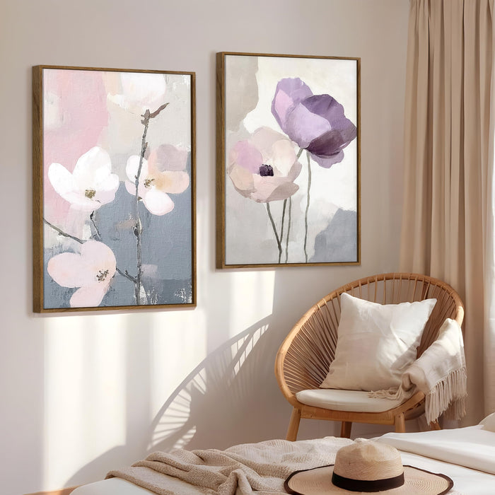 Magnolia Flower Canvas Wall Painting Bohemian Large Wall Art Painting for Living Room Decoration, Stylish Large Wall Art Print for Wall Decor (Set of 2, 58x89 cm)