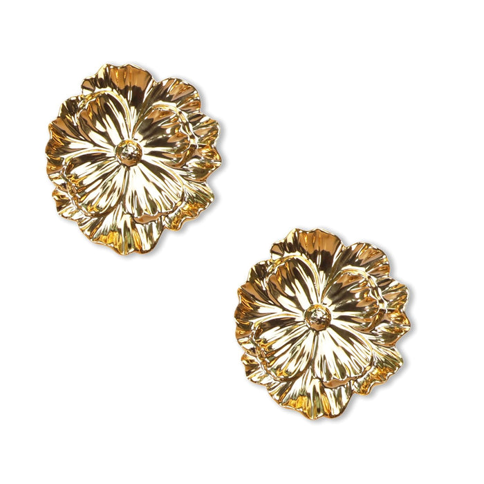 Pack of 2 Golden Floral Shape Ceramic Wall Decor Plates Handmade Round Floral Wall Hanging Decorative Items for Living Room, Bedroom, Wedding Pooja and Home Decoration – 14x14 cm