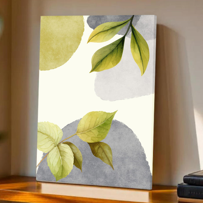 Abstract Botanical Leaves Stretched Canvas Wall Art Modern Boho Illustration Painting for Home & Office Wall Decor, (16x22 Inch)