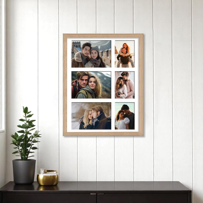 Photo Frame Collage 10x15, 8x10 cm Photos Display 6 Openings Wall Mounting Home Décor Multi Opening White Photo-Frame (31x39 cm)