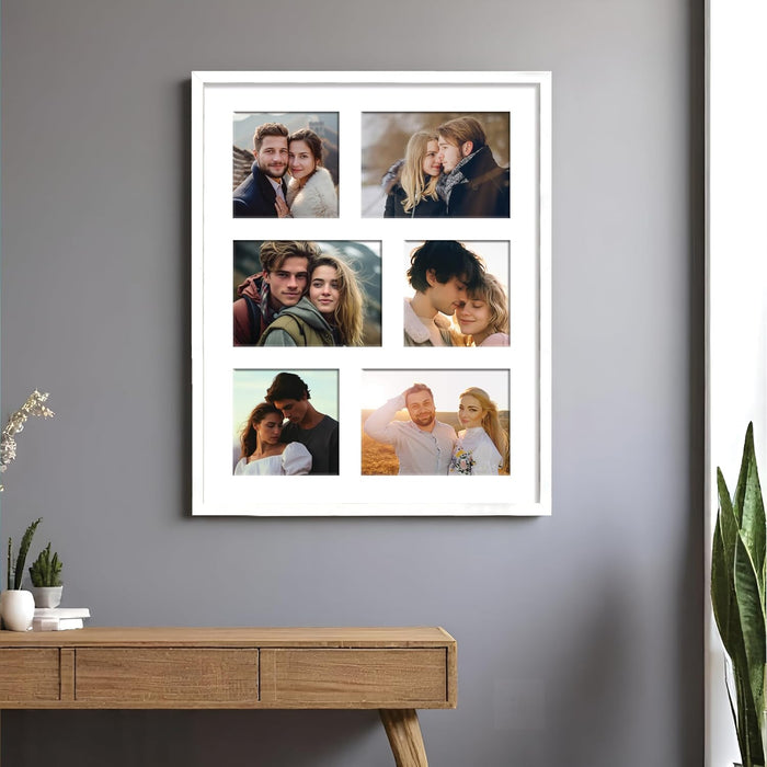 Photo Frame Collage 13x18, 13x13 cm Photos Display 6 Openings Wall Mounting Home Décor Photo-Frame (44x54 cm)