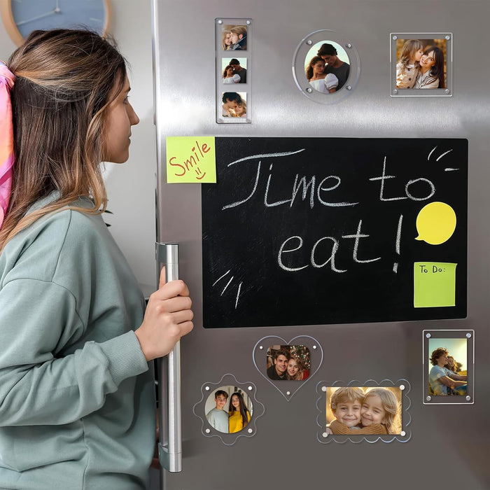 Acrylic Magnetic Picture Photo Frames 9x9 Cm Set of 2, Custom Acrylic Refrigerator, Round Shape Fridge Magnetic Photo Frames.