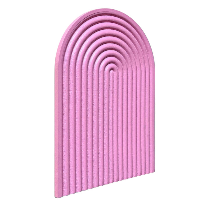 Boho Wall Hanging - Blue Ribbed Textured Blue Arched Wooden Décor, Boho, Wooden Wall Hanging – 22x31 cm