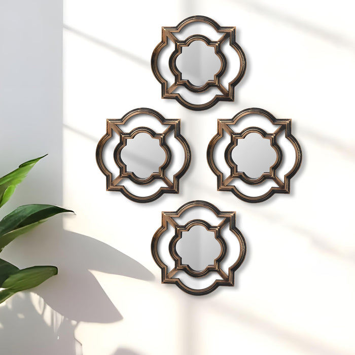 Beautiful Large Mirror Set of 4 for Bathroom, Wall Mirror,Decorative in Round Shape (11 x 11 Inchs)