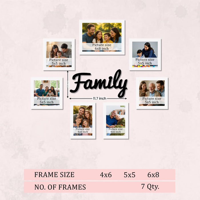 Family Photo Frame Set of 7 for Wall Decor, Wooden Finish Collage Picture Frames for Living Room, Bedroom, Multi-Size Wall Hanging Gallery Frame Set, (4 Sets 4x6, 2 Set 6x4, 1 Set 6x8 Inch)