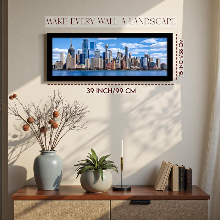 New York City Skyline Sea View Wall Art Framed Luxury Paintings for Home Decoration, Living room, Bedroom and Office Decoration (99x38 CM)