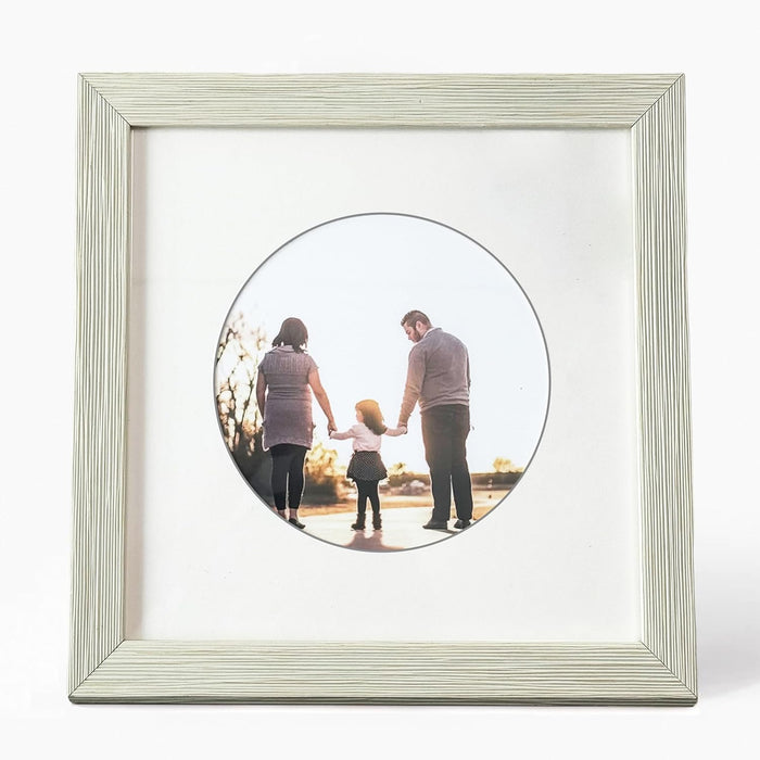 Engineered Wood Elegant Designed White Individual Photo Frame With Mat, Wall Mount.