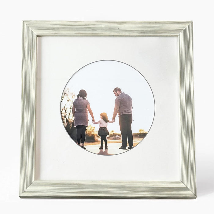 Art Street Engineered Wood Elegant Designed White Individual Photo Frame With Round Mat, Wall Mount Home Decor (8x8 Matted To 5x5 Inch)