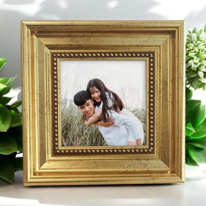 Photo Frame for Tabletop | Plexiglass, Frame for Home and Office Decoration (Golden, 5x5 Inch)