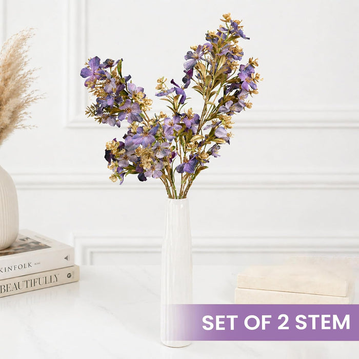 Art Street Artificial Purple & Gold Flower Stems for Home Décor – Realistic Faux Floral Branches for Vase,