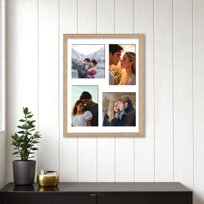 Photo Frame Collage 13x13, 10x15 cm Photos Display 4 Openings Wall Mounting Home Décor Multi Opening White Photo-Frame (31x39 cm)