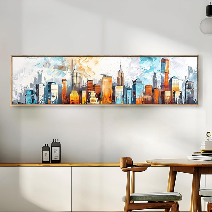 Large Canvas Painting Panel Framed Wall Art Print Abstract City views Framed Luxury Paintings for Home Decoration (Multi, 13x47 Inch)