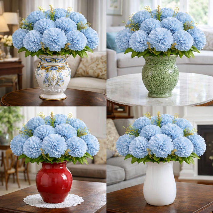 Art Street Artificial Flower Bunch| Silk Blue Hydrangea Flower for Home|