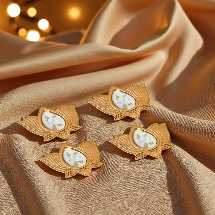 Mogra Scented Soy Wax Lotus Candle Gift Set - Scented Floral Metal Urli Candles Pack of 4 (Mogra)