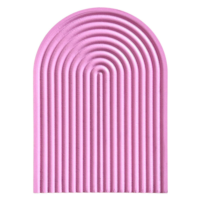 Boho Wall Hanging - Blue Ribbed Textured Blue Arched Wooden Décor, Boho, Wooden Wall Hanging – 22x31 cm