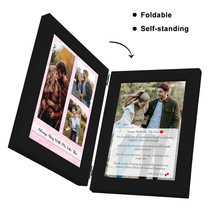 Art Street Customized Folding Table Stand Photo Frame for Valentine Love Gift, Couples Anniversary, Birthday| Personalized Book Style Frame for Two 5x7 In Pictures