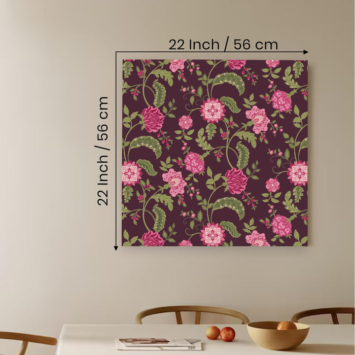 Mughal Flower Miniature Painting for Wall Decoration | Flower Canvas Wall Painting for Living Room, Bedroom, Home and Office Wall Decor (56x56 Cm)