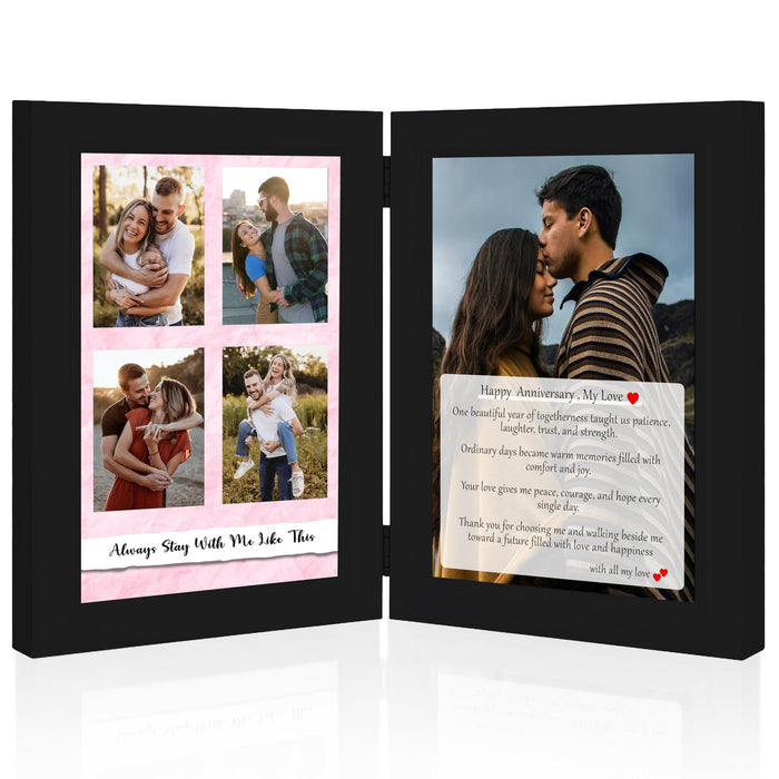 Art Street Customized Folding Table Stand Photo Frame for Valentine Love Gift, Couples Anniversary, Birthday| Personalized Book Style Frame for Two 5x7 In Photos